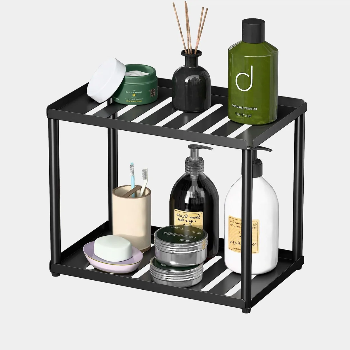  DwellDeal Bco-2t 2-tier decorative shelving 10.24x6.3x7.95 in black — fotografia produktu