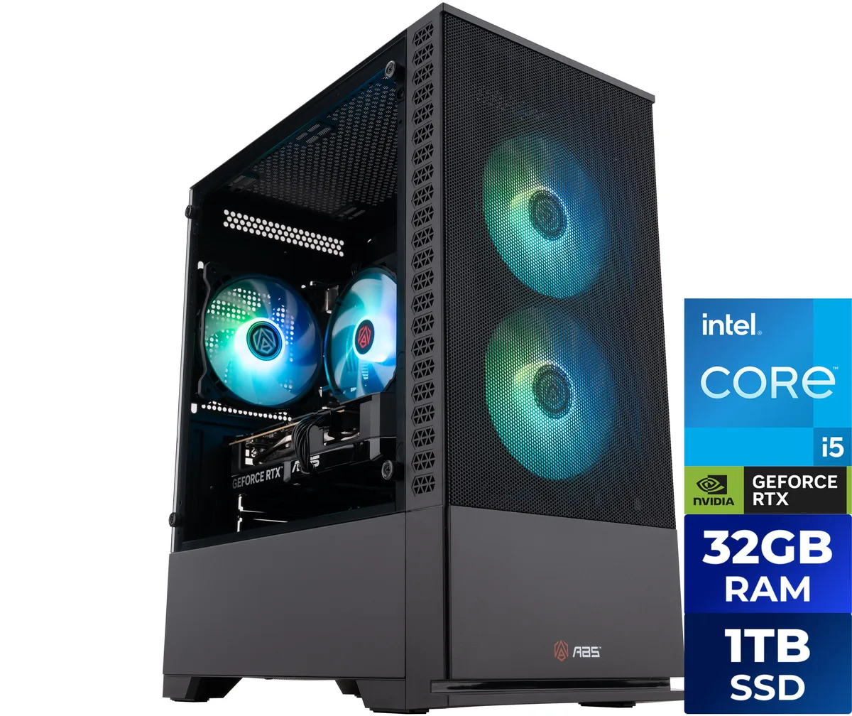 ABS ABS C1A45N56R1 Cyclone Aqua gaming PC i5-14400F RTX 5060 8GB 32GB DDR4 1TB NVMe — product photo