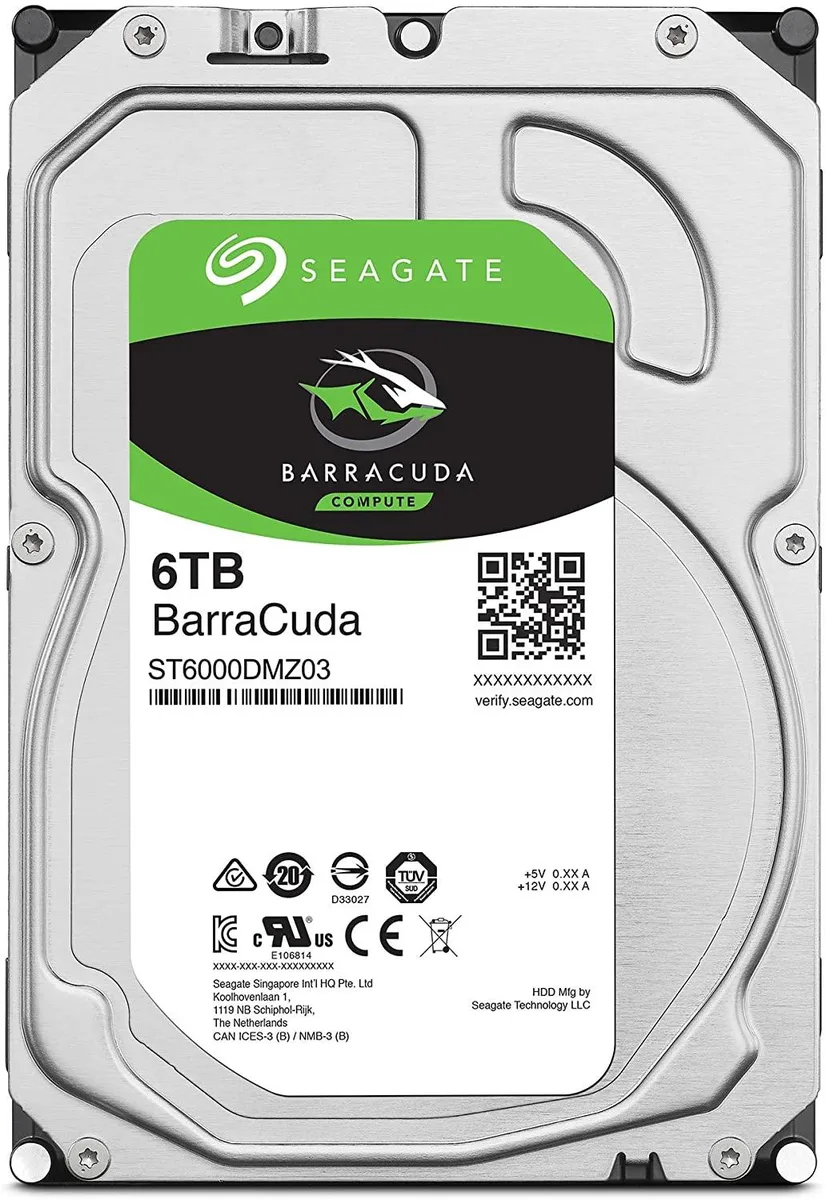 Silver 3.5 inch internal hard drive bare circuit board visible