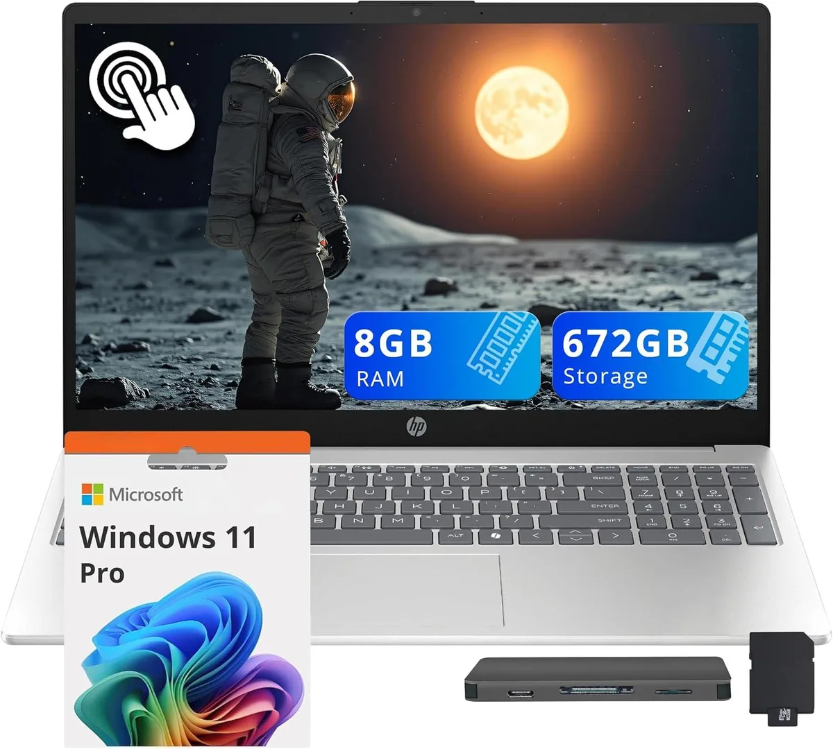HP HP 15.6" FHD Touchscreen Business Laptop, Core i5-1334U, 8GB DDR4, 672GB Storage, Silver — 商品照片