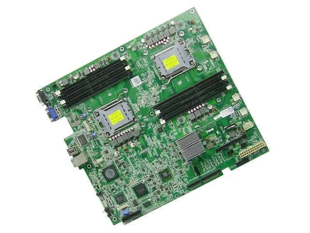 Dell PowerEdge R515 server motherboard, green PCB with dual AMD C32 sockets, eight DDR3 slots, Matrox G200eW video