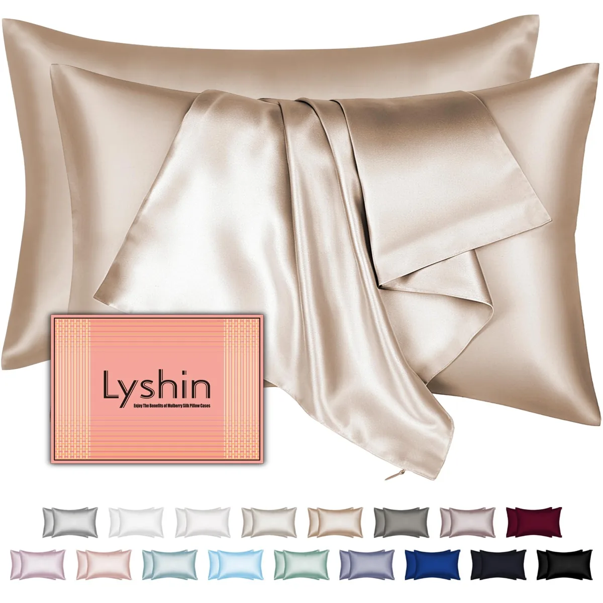 CANMOV LYSHIN Mulberry Silk Pillowcase Set of 2 Champagne — 商品照片