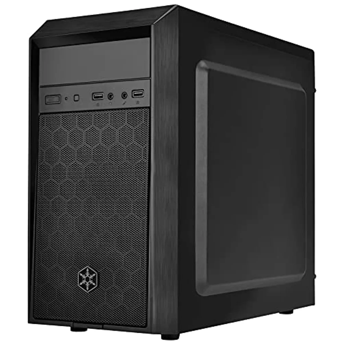 Silverstone PS16B mid-tower case with faux brushed aluminium, glossy and mesh panels