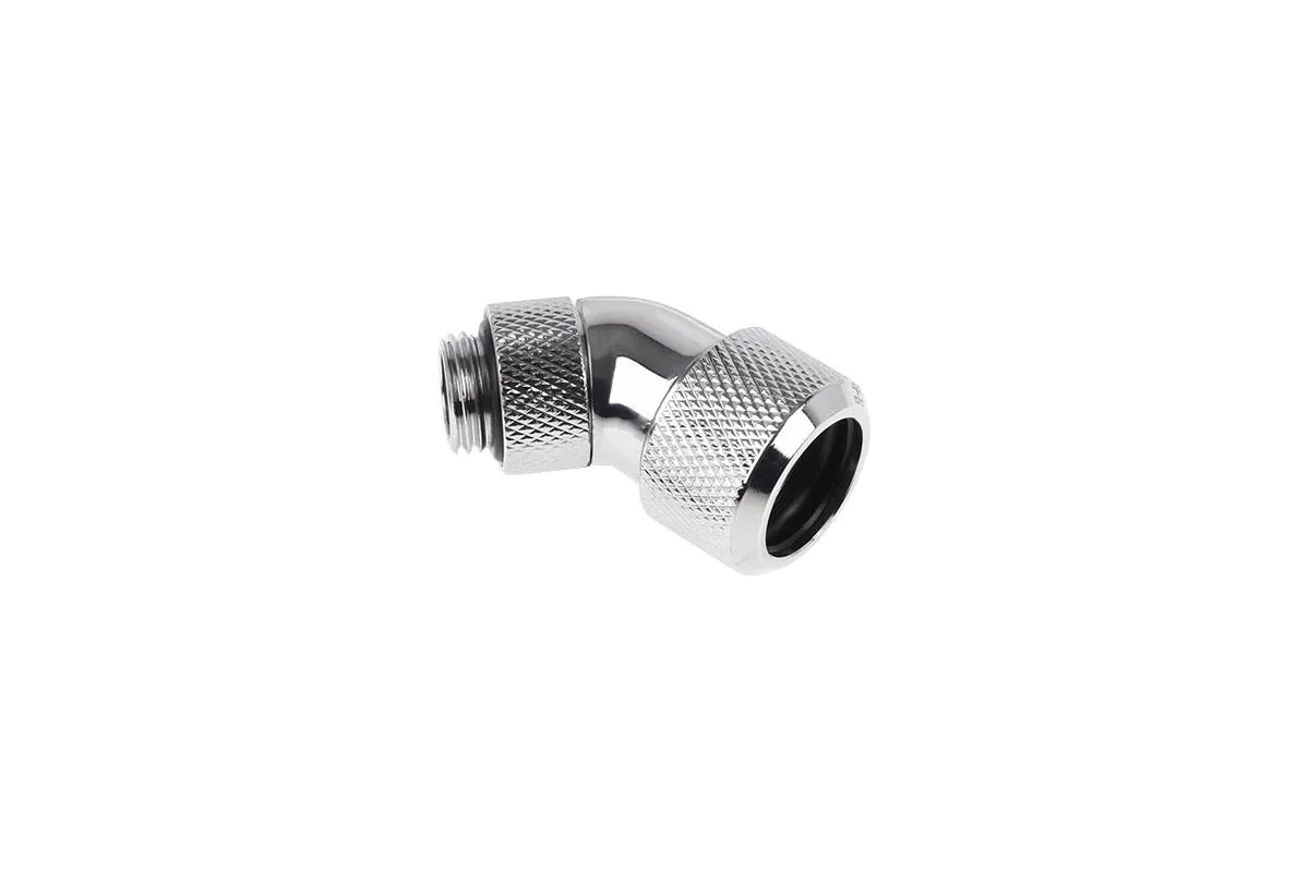Chrome 45-degree rotatable compression fitting with knurled nut for 16mm hard tube G1/4 thread