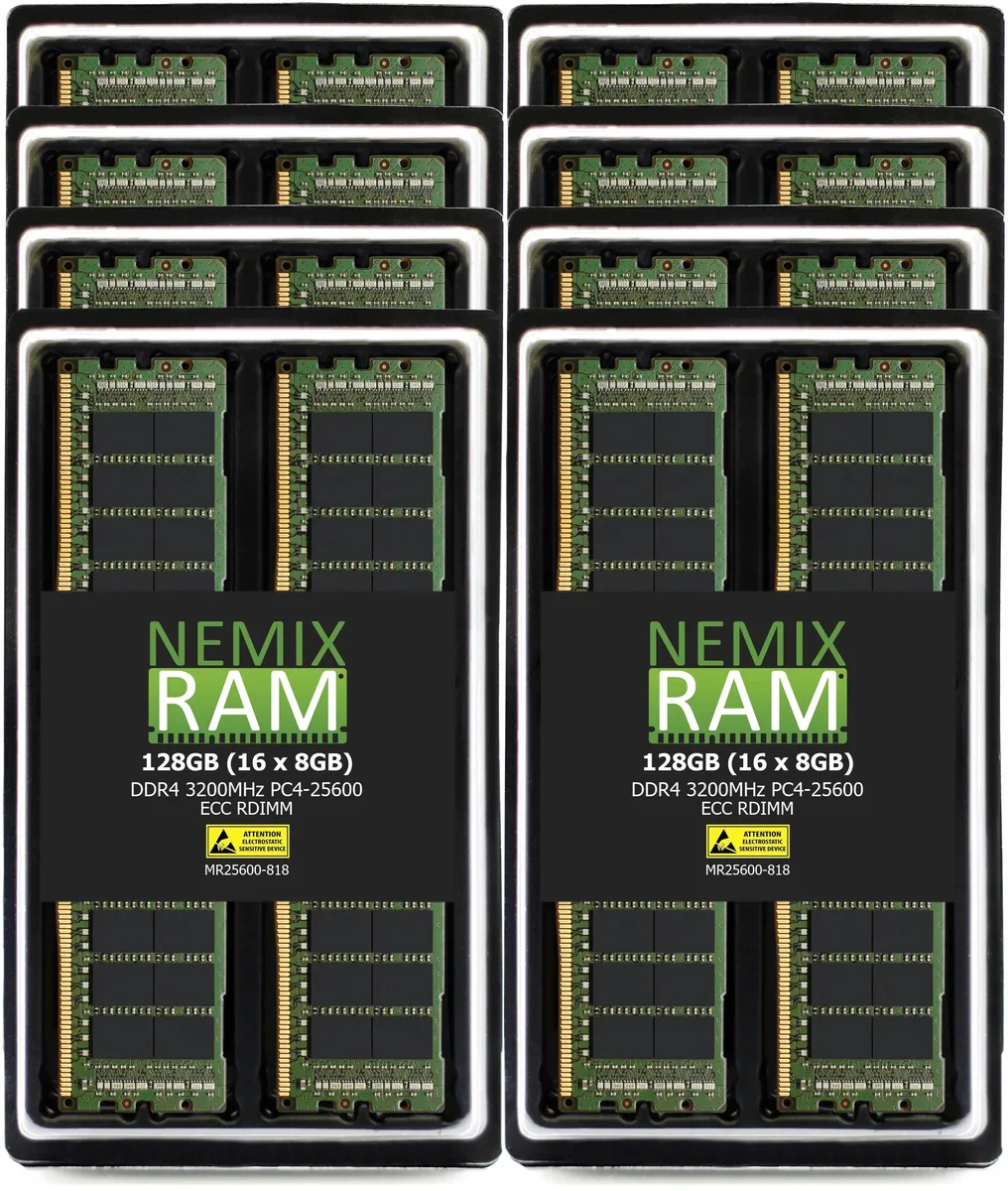 NEMIX RAM NEMIX RAM 128GB (16x8GB) DDR4 3200 ECC RDIMM CL22 1.2V 288-pin memory upgrade — product photo