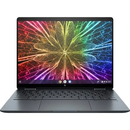 Slate-blue 2-in-1 laptop with 13.5-inch touchscreen, closed clamshell view