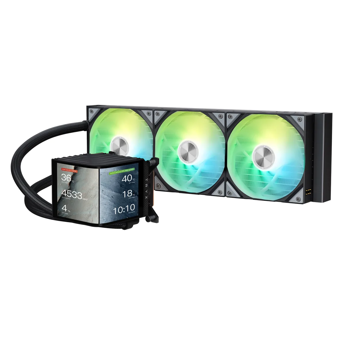 TRYX TRYX L-P360A-AS3M-G1K PANORAMA 360 ARGB liquid cooler 360mm 6.67 AMOLED 320w — foto del prodotto