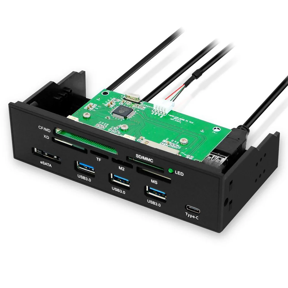 EN-Labs EN-Labs 5.25" Internal Card Reader USB 2.0 3×USB 3.0 Type-C eSATA Black — φωτογραφία προϊόντος