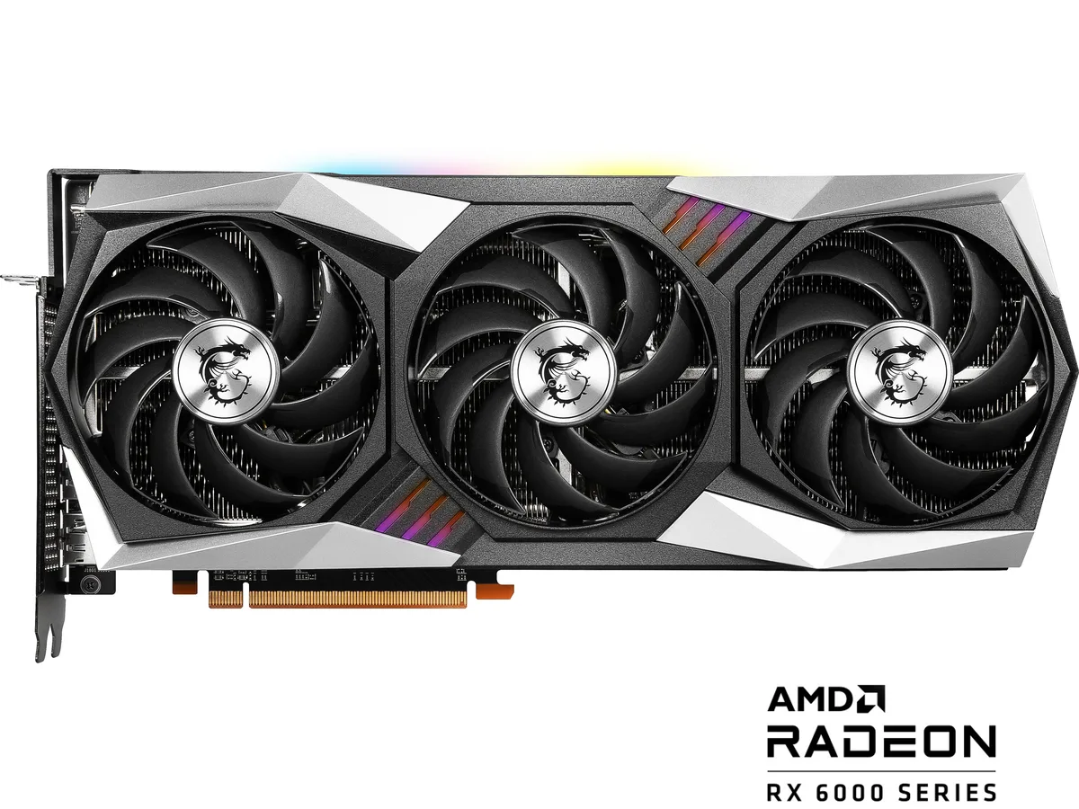 MSI Radeon RX 6900 XT Gaming X Trio 16G triple-fan graphics card in black and silver finish