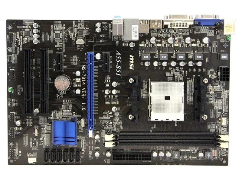 MSI MSI A55-S51 AMD A55 motherboard Socket FM1 DDR3 16GB Micro ATX — fotografia produktu
