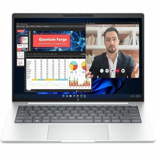 Silver aluminium 14 inch laptop closed lid webcam visible