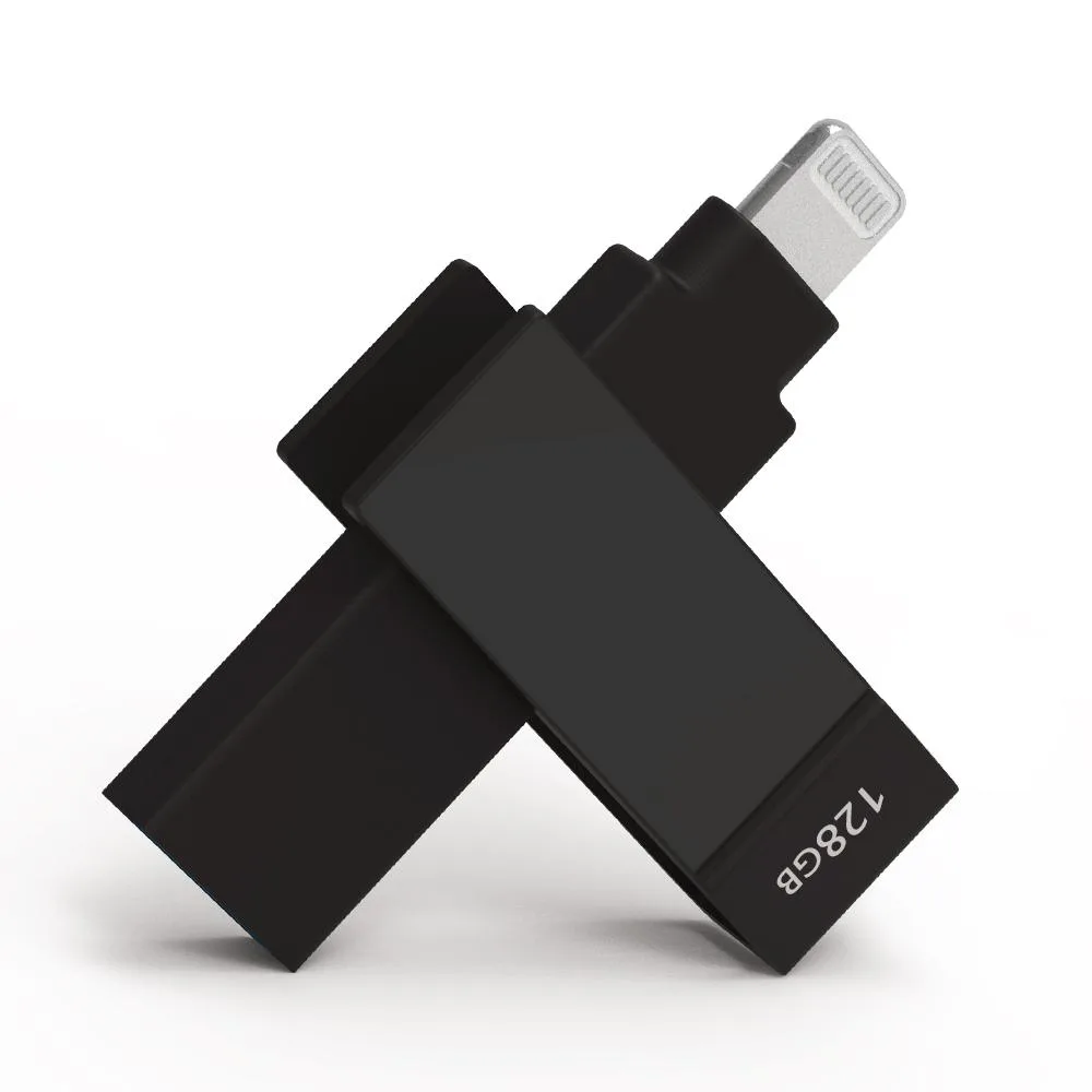 PIODATA PIODATA iXflash 128 GB USB 3.2 Gen 1 Type A &amp; Lightning Black — صورة المنتج