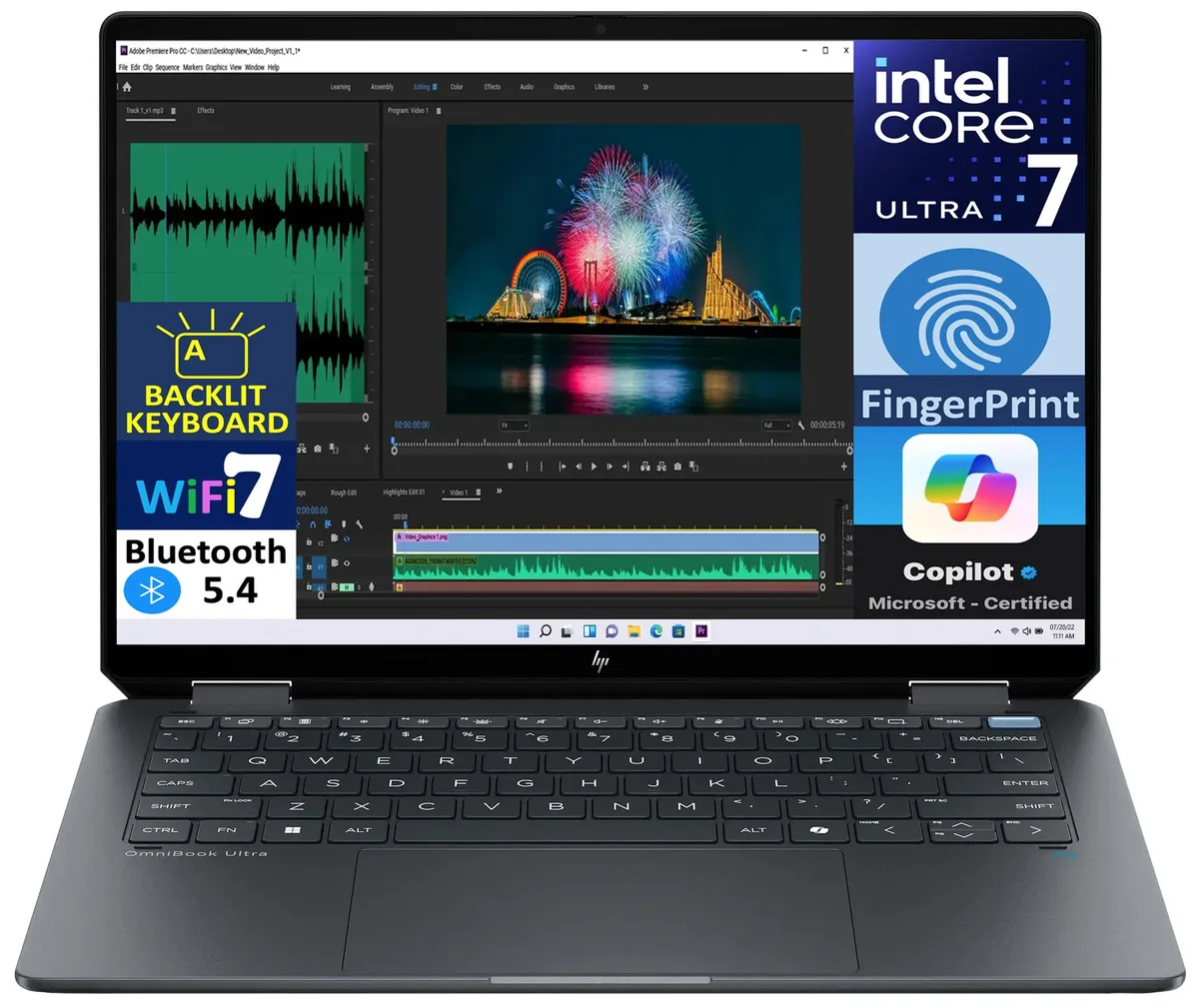 HP HP OmniBook Ultra Flip 14.0" 2.8K Touchscreen 2-in-1 Laptop Ultra 7-256V 16GB LPDDR5 1TB SSD — photo du produit