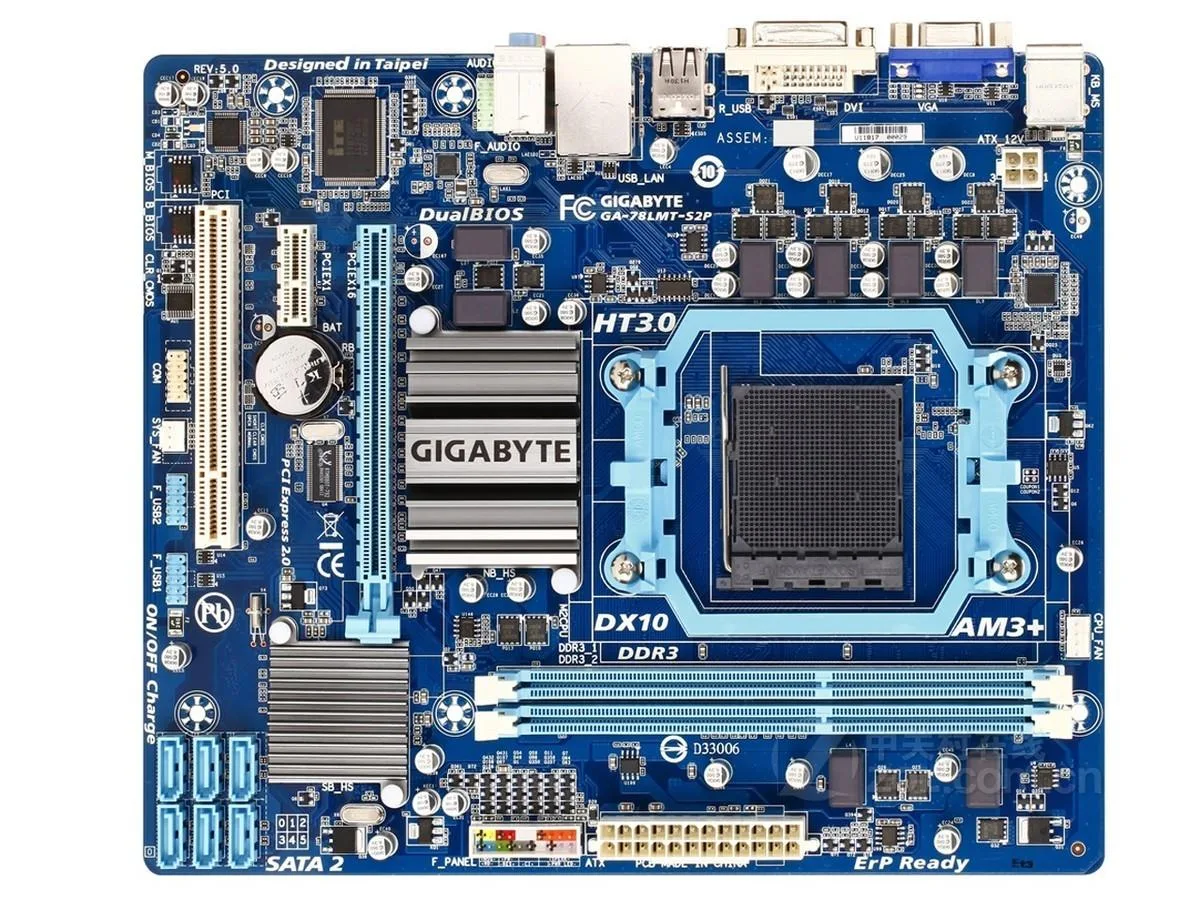 Green micro-ATX board with black slots and silver heatsinks