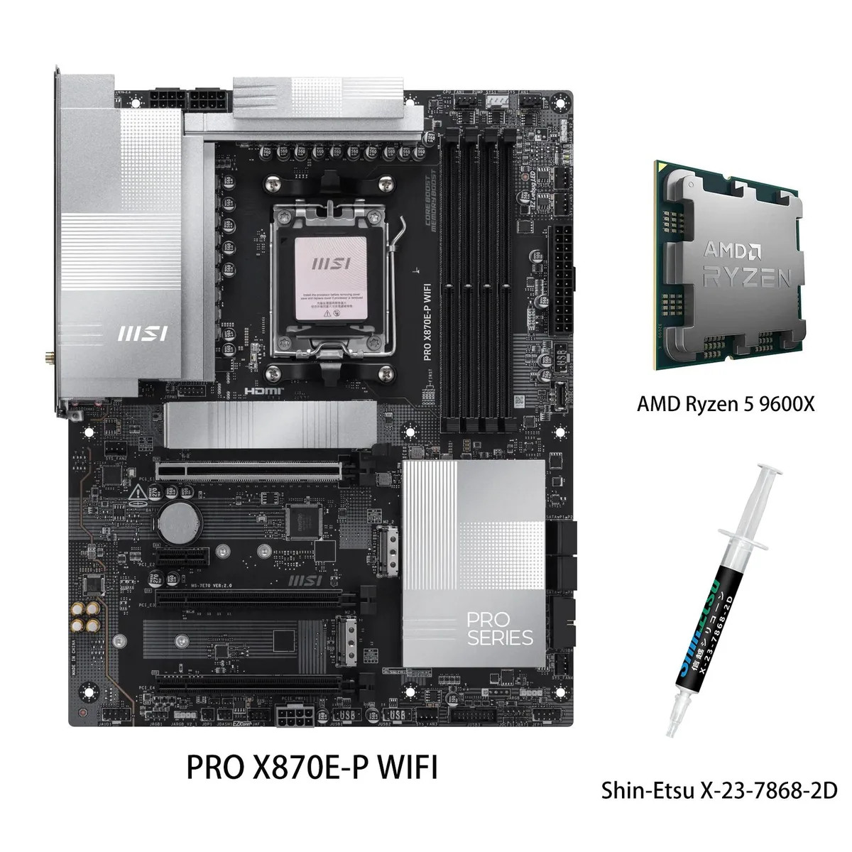 MSI MSI PRO X870E-P WIFI + Ryzen 5 9600X AMD motherboard CPU combo — product photo