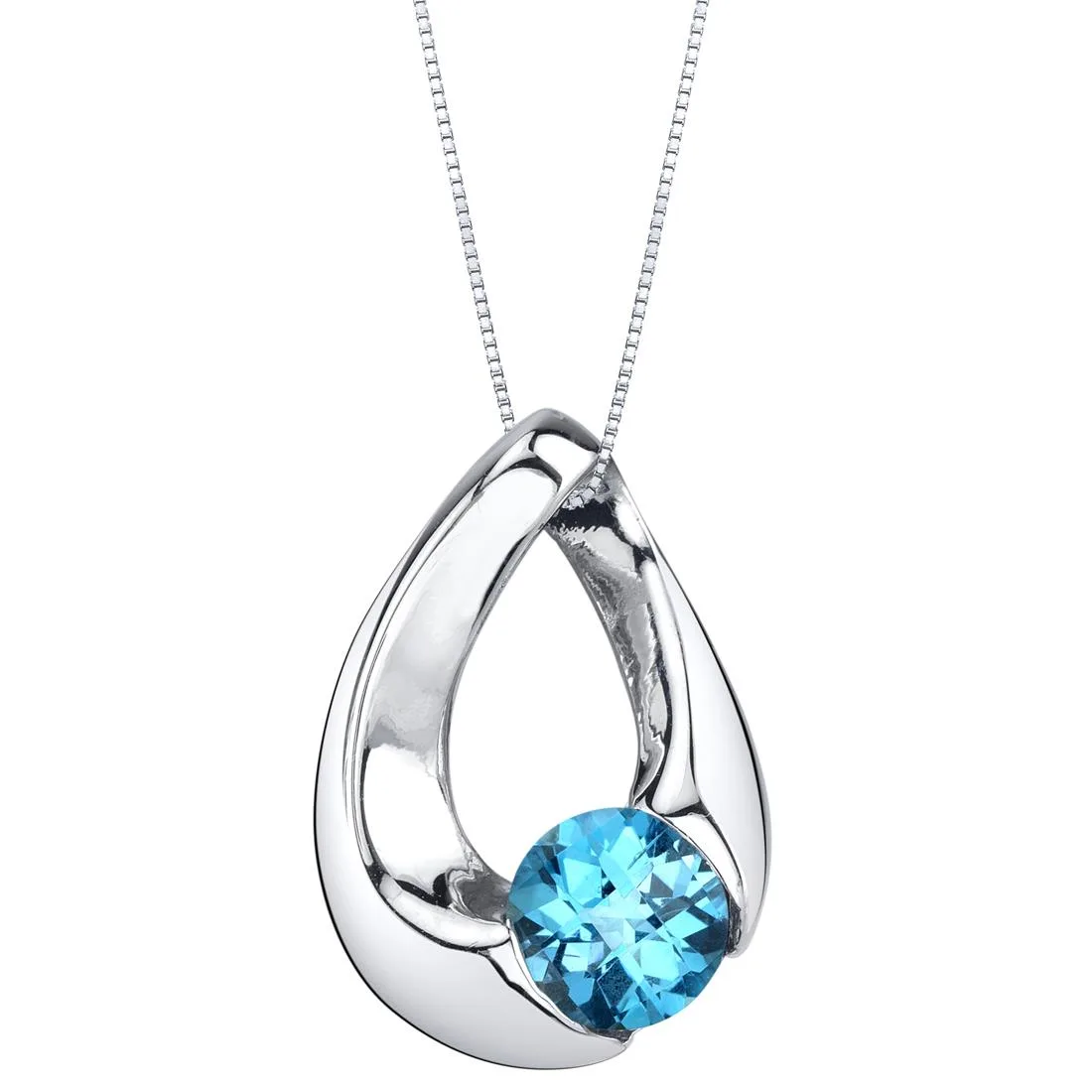 Oravo Oravo Swiss Blue Topaz Sterling Silver Pendant Necklace 18 — foto do produto