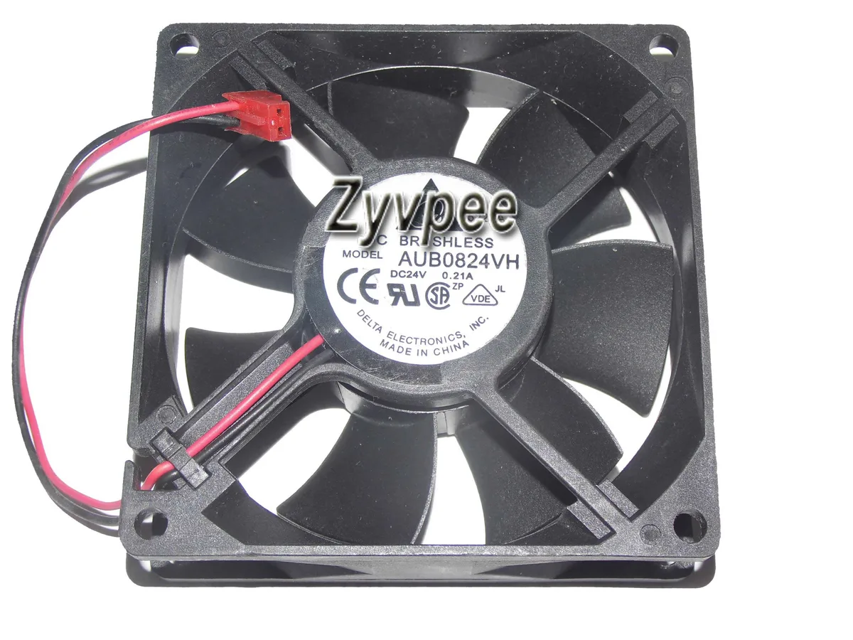 Black 80mm square fan with ball bearing and two wires