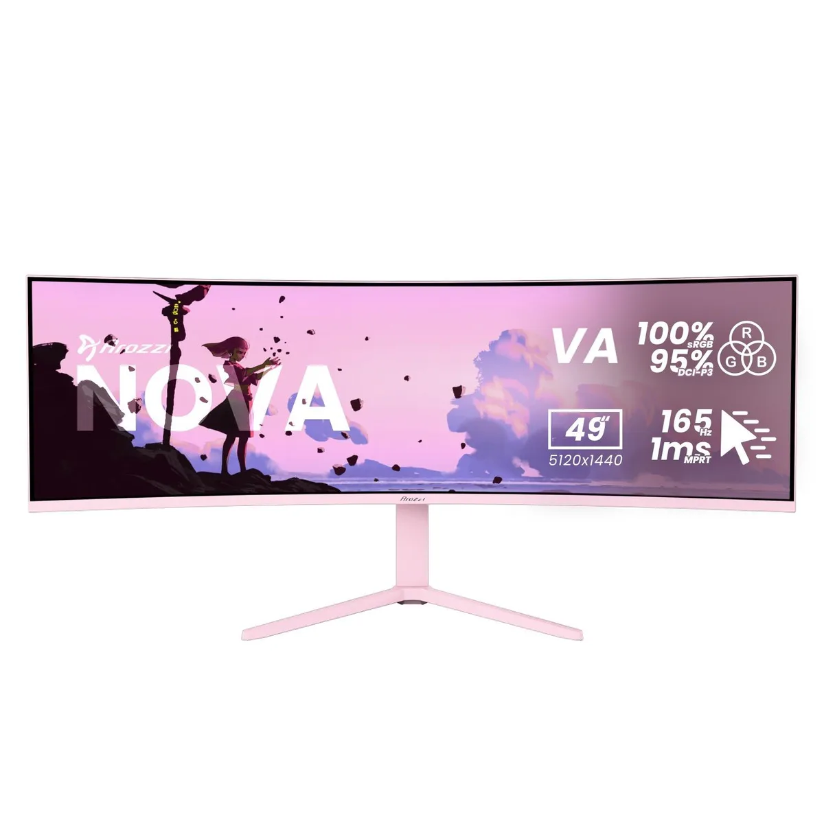 Arozzi Arozzi Nova 49" Curved VA 165Hz 5120x1440 Gaming Monitor Pink — product photo