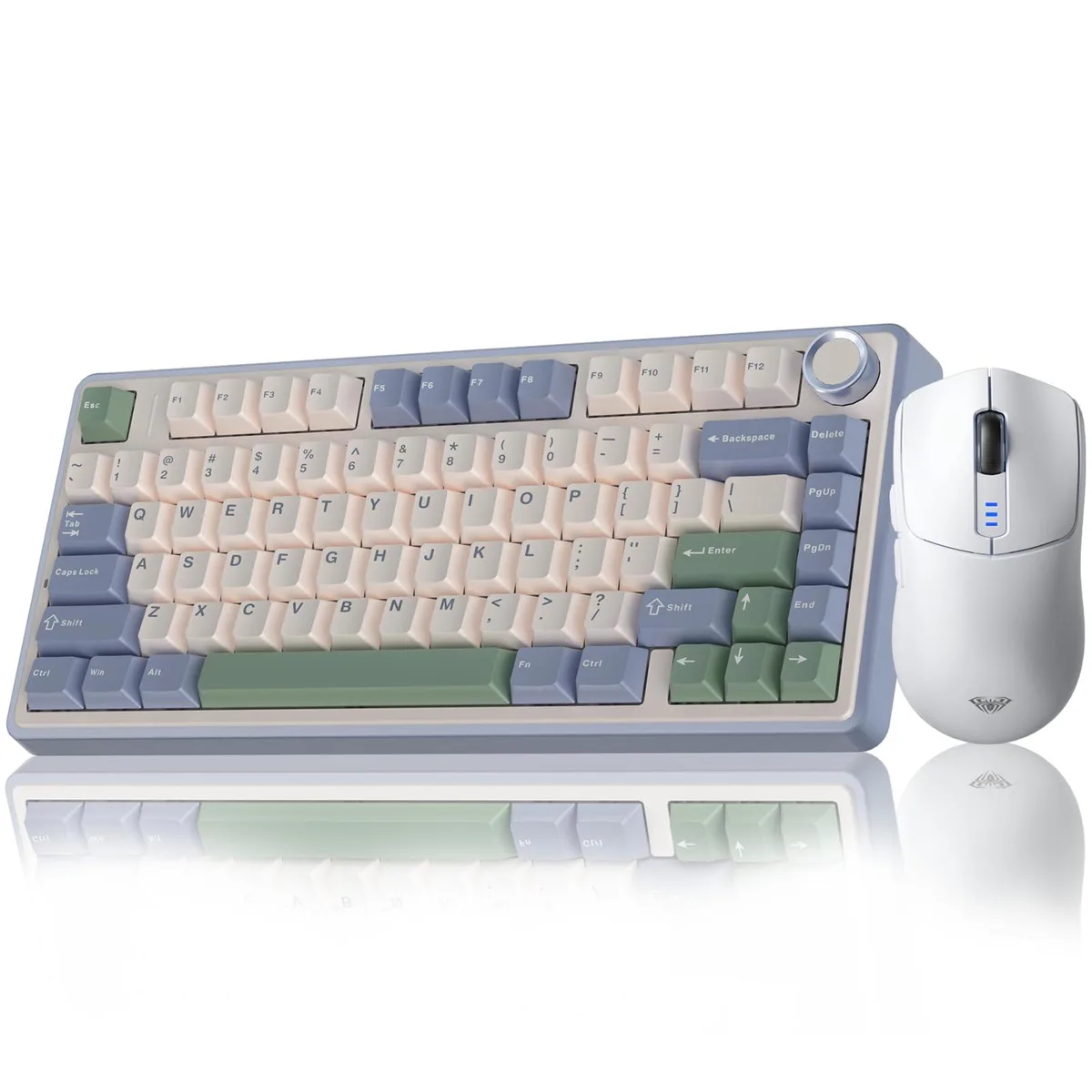 White 75% mechanical keyboard with gasket mount and matching SC580 wireless mouse