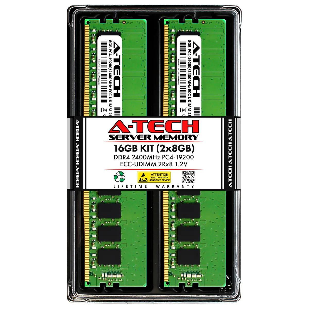 A-Tech A-Tech 16GB (2x8GB) DDR4 2400 ECC UDIMM 2Rx8 1.2V 288-Pin Server RAM — תמונת המוצר