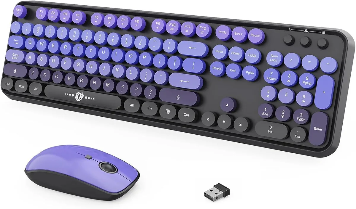 TUKO TUKO Wireless Keyboard & Mouse Combo 104 Keys Black Purple — zdjęcie produktu