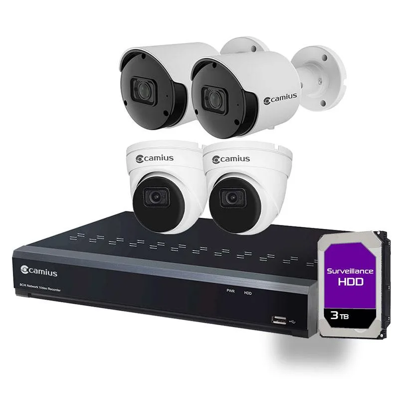 Camius Camius 8 Channel 4K PoE NVR System 3TB 4 x 5MP Cameras — product photo