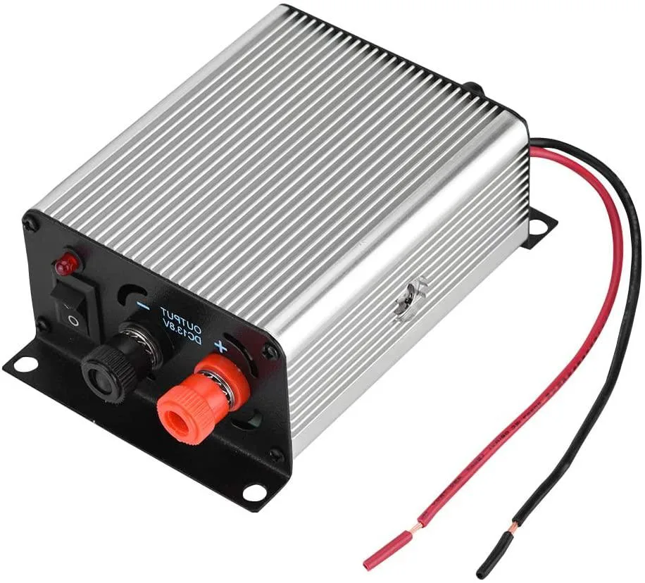 Silver metal rectangular power supply unit with compact dimensions