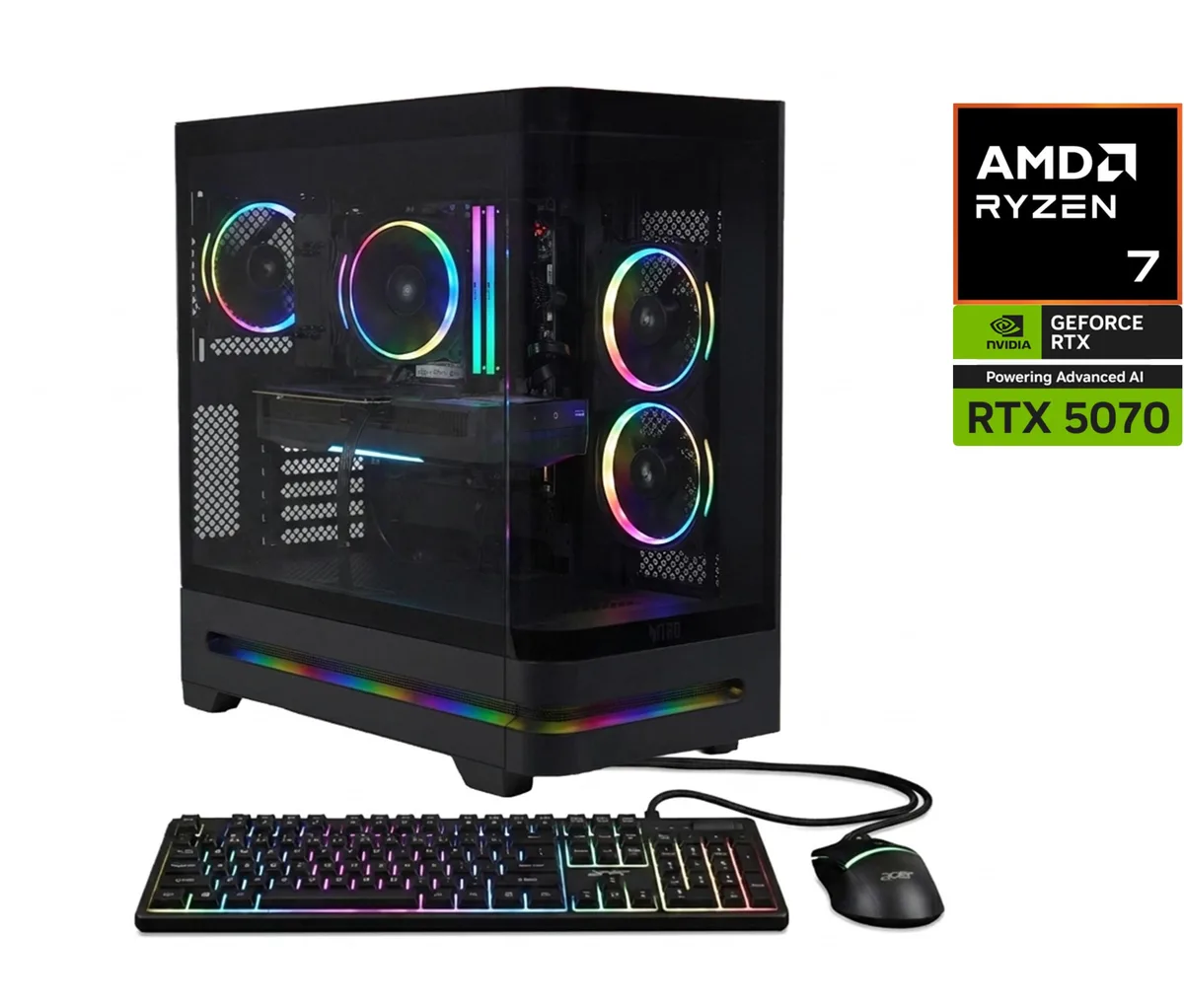 Acer America Acer America N85-100-UR35 gaming PC, Ryzen 7 8700F, RTX 5070, 16 GB DDR5, 1 TB NVMe — product photo