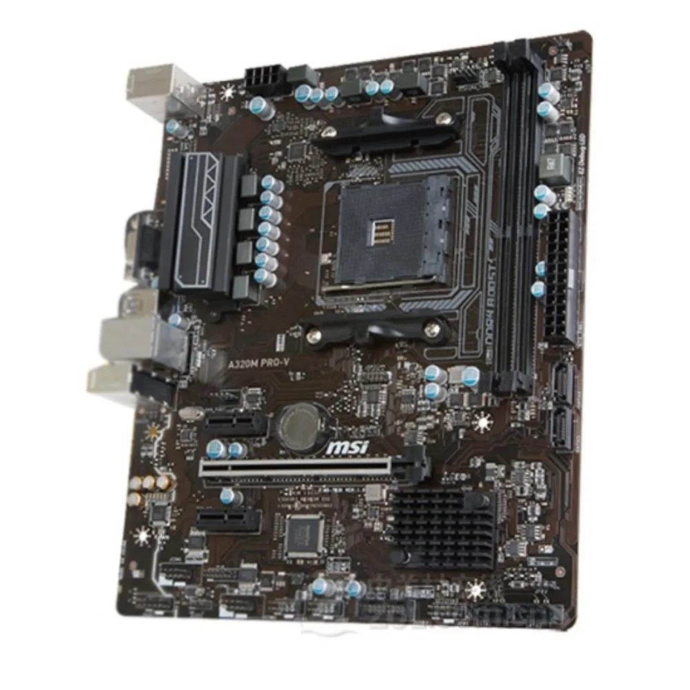 Green micro-ATX board with silver AM4 socket and four black DDR4 slots