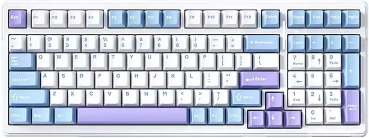 BFKK BFKK F99 96% Gasket Wireless Gaming Keyboard Blue White Graywood V3 Switch — photo du produit