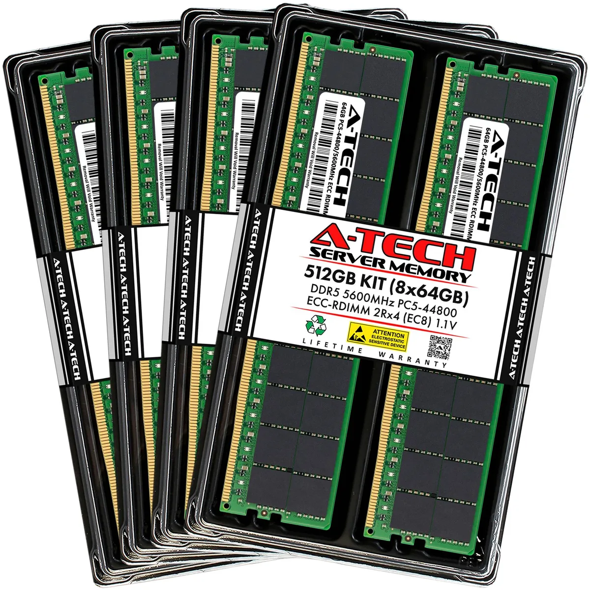 A-Tech A-Tech 512GB (8x64GB) DDR5 5600 EC8 RDIMM Server RAM — photo du produit