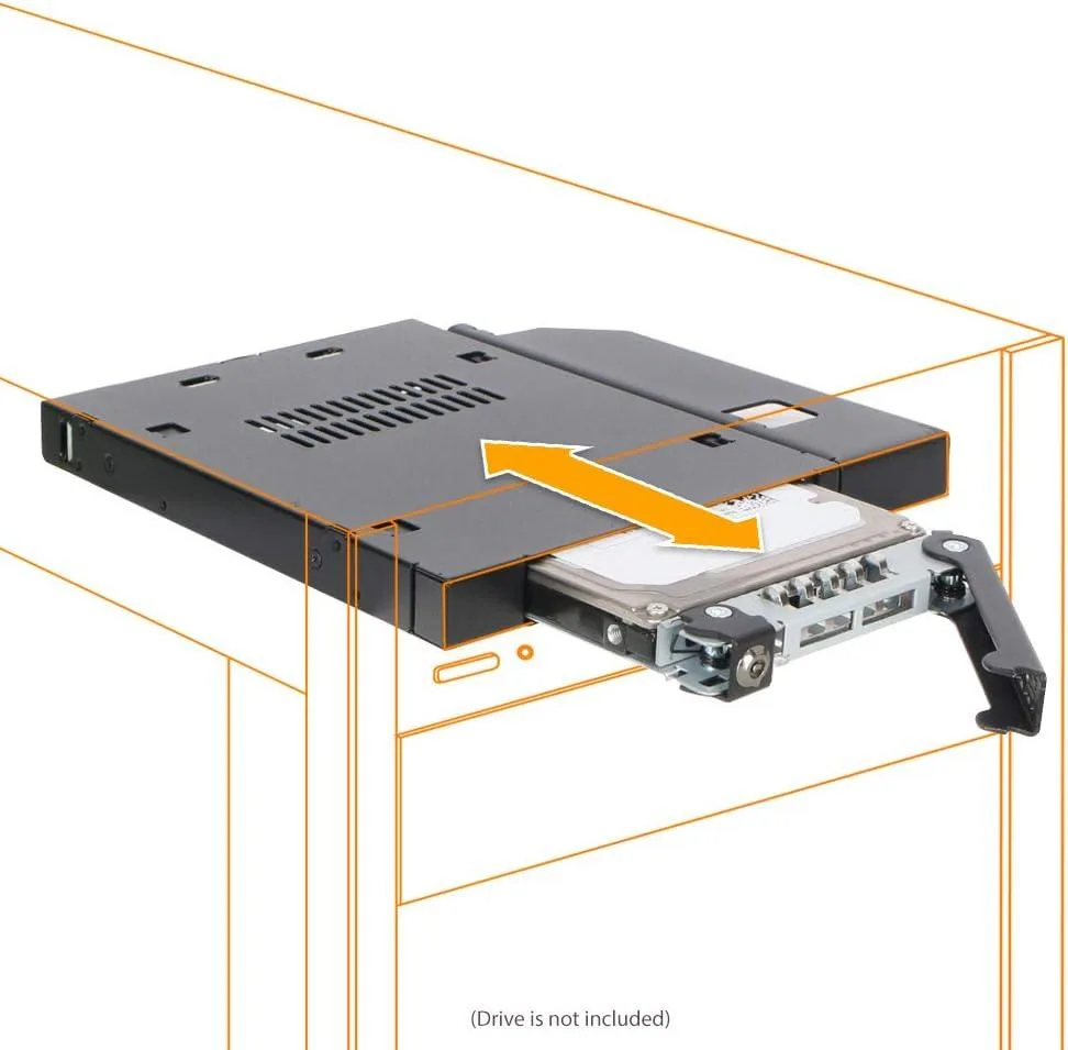 Metal mobile rack for a 2.5 inch drive in a slim optical bay