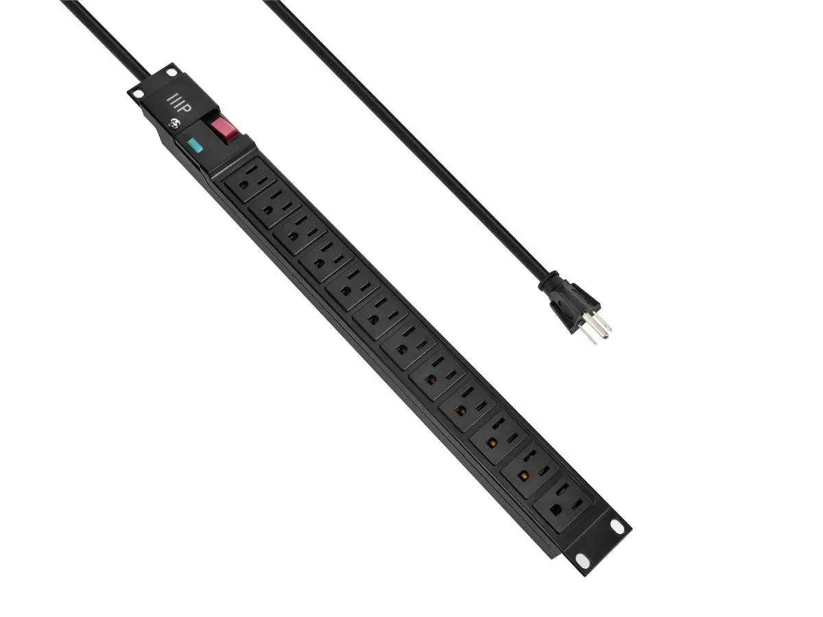 Monoprice Inc. Monoprice Inc. 140001 12 Outlet 1U Rackmount PDU 1050 Joules 1.86 kg — vörumynd