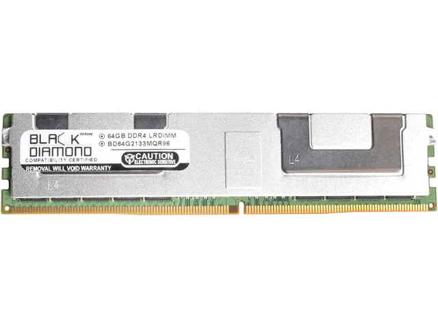 Green 288-pin DDR4 server memory module with black heat spreader
