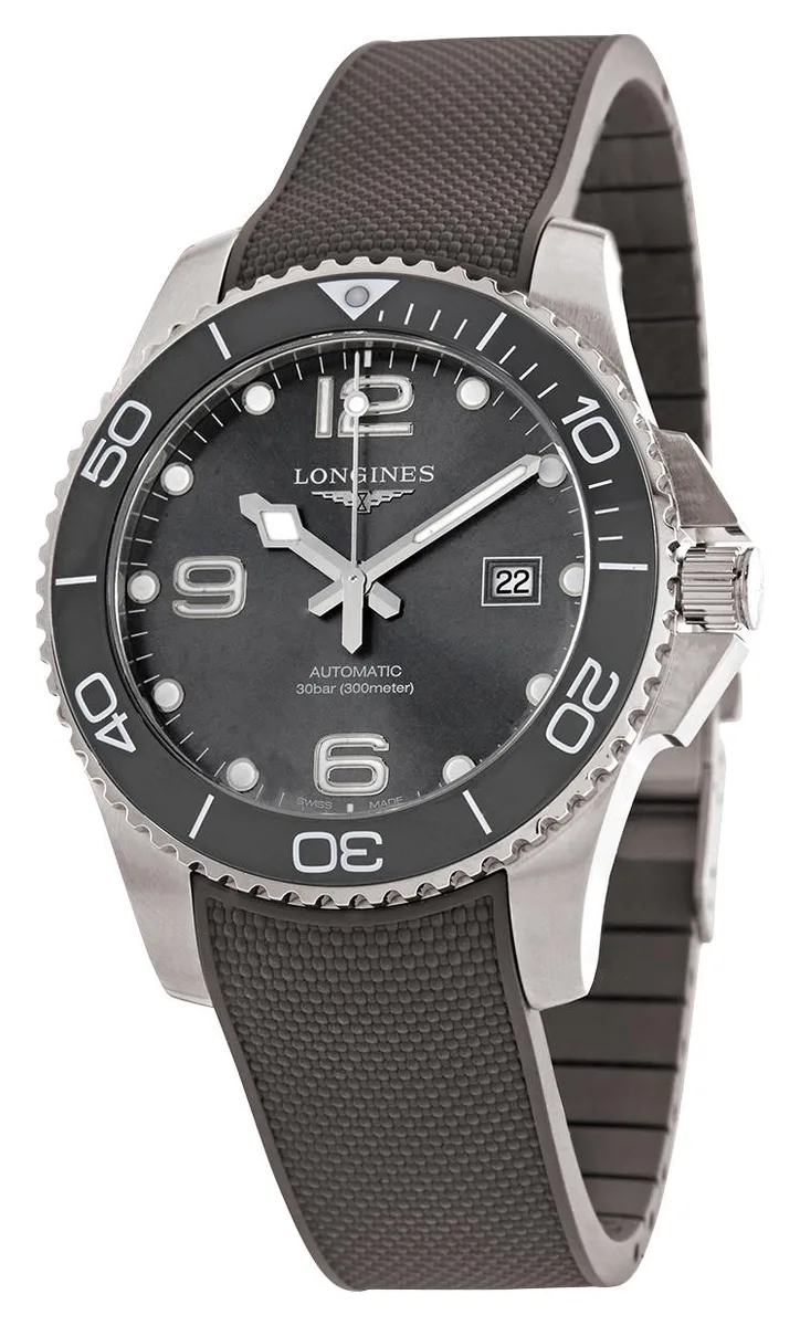 Longines Longines HydroConquest Automatic 43 mm Stainless Steel Gray Dial Rubber Strap Watch L3.782.4.76.9 — product photo
