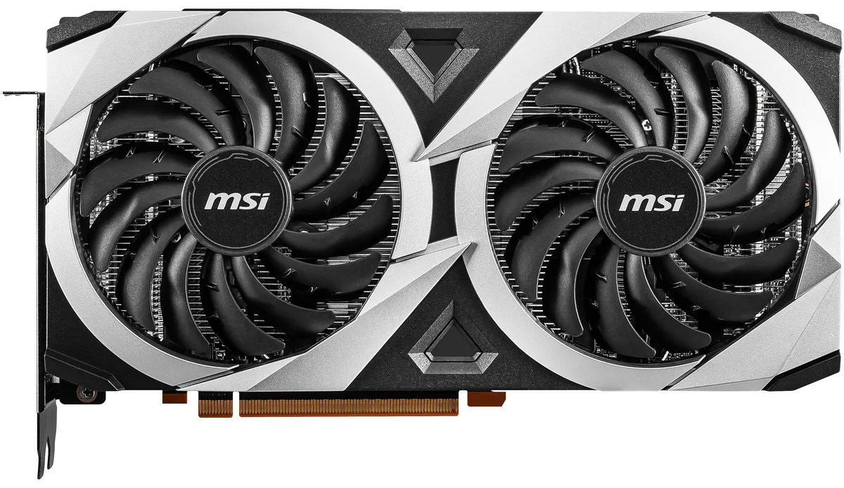 MSI Mech Radeon RX 6700 XT graphics card with dual fans and silver shroud