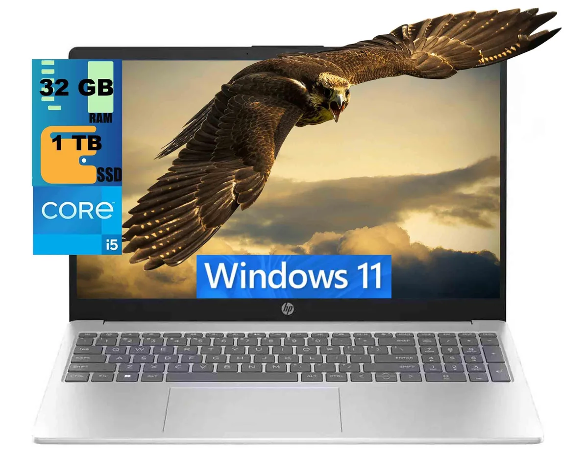 HP HP 15 laptop, Core i5-1235U, 32GB DDR4, 1TB PCIe SSD, 15.6" FHD, Silver — product photo