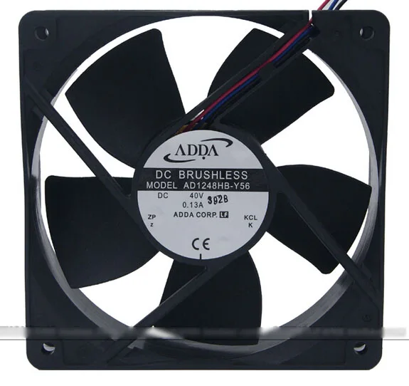 Black 120mm dual ball bearing cooling fan with three-wire connector