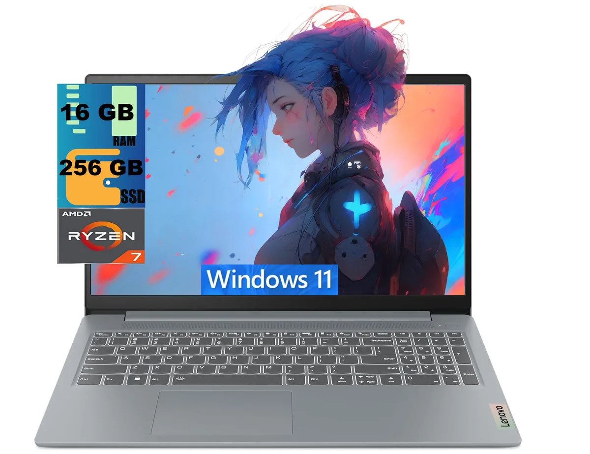 Lenovo Lenovo IdeaPad Slim 3 15 laptop AMD Ryzen 7 5825U 16GB 256GB 15.6 FHD — product photo
