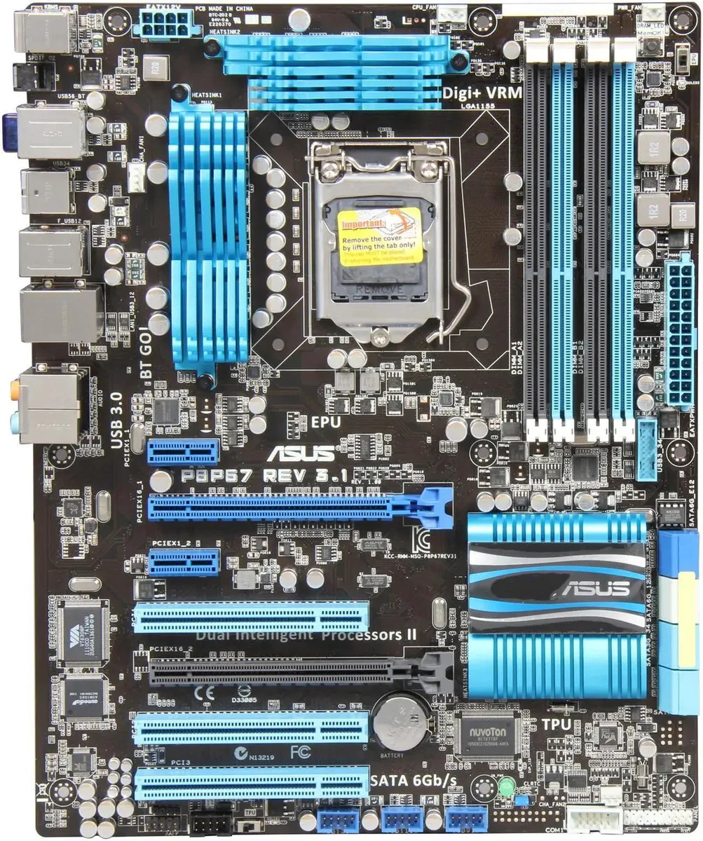 ASUS ASUS P8P67 REV 3.1 Intel motherboard LGA 1155 DDR3 32GB — preces foto