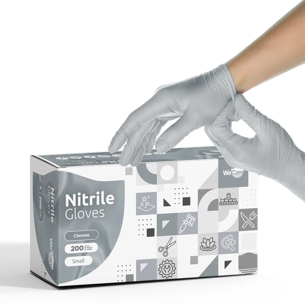 WeCare WeCare Nitrile Gloves Chrome 200 Pack Small — photo du produit