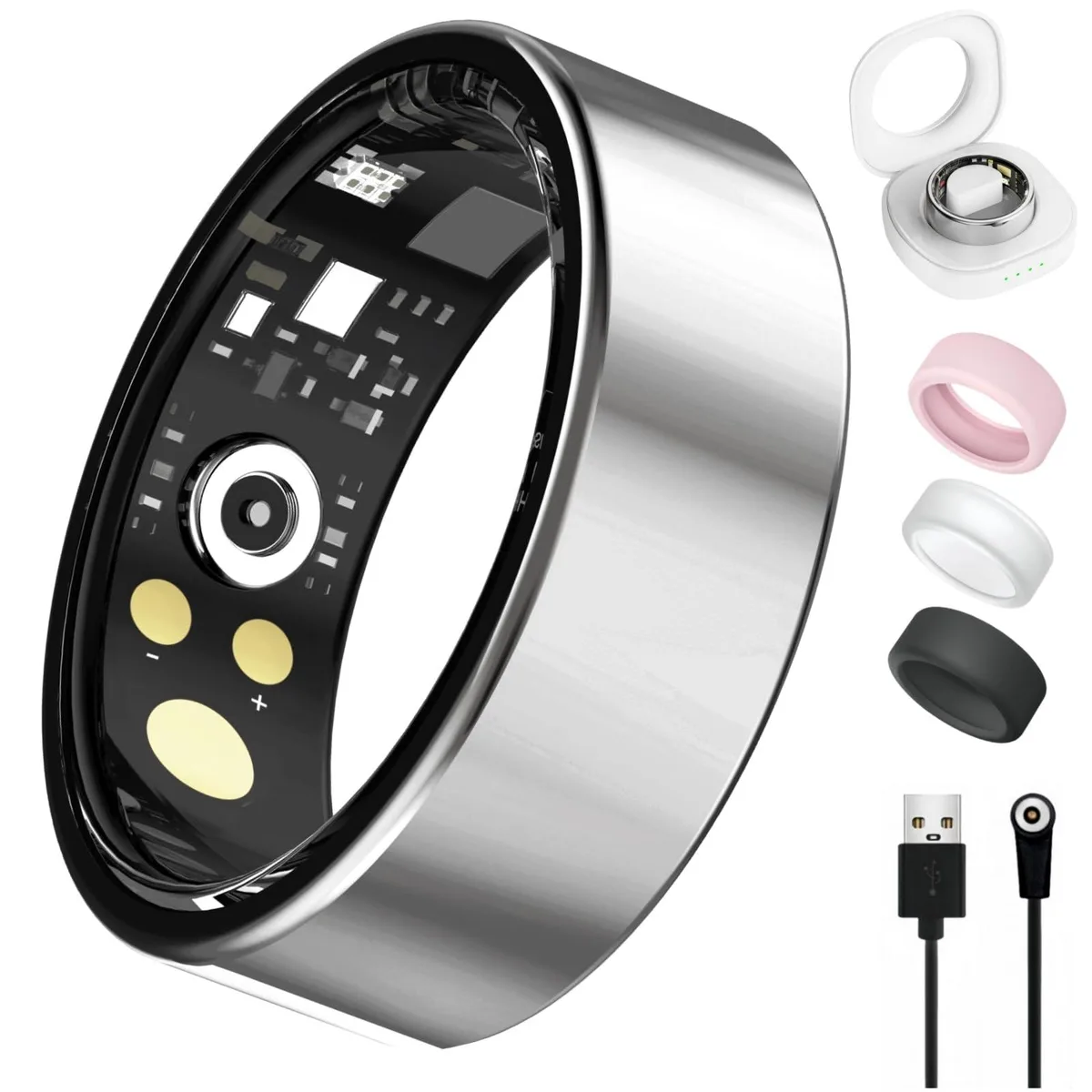 Oucscru R11M Smart Ring Silver 7# wearable technology — product photo