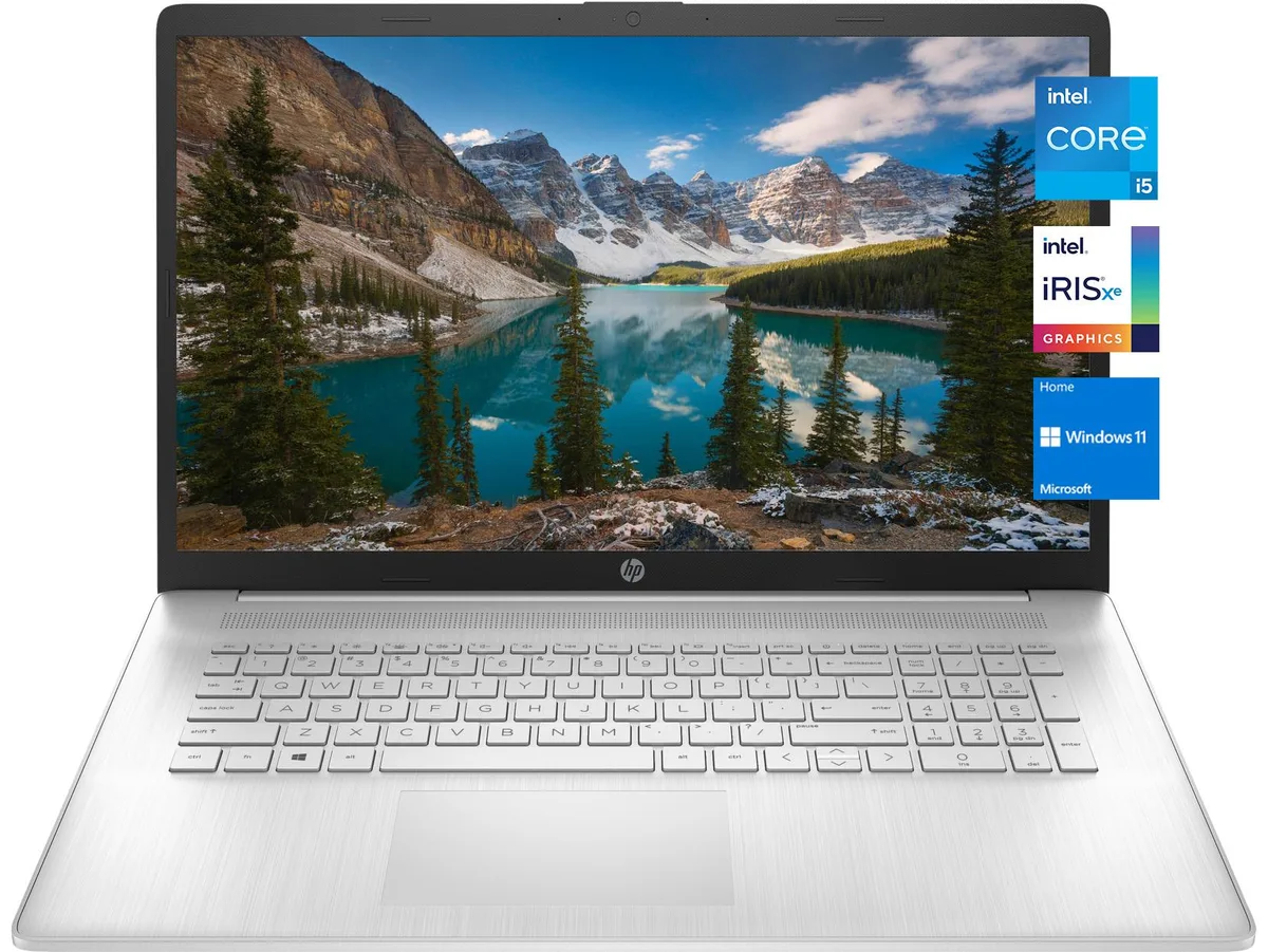 Silver 17.3 inch laptop closed on a flat surface