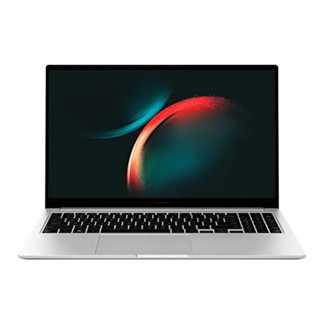 Silver 15.6 inch thin light laptop with fingerprint reader and webcam