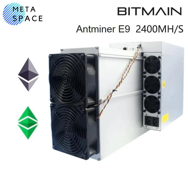 Rectangular metal mining rig with four fans, Ethernet port and power supply included