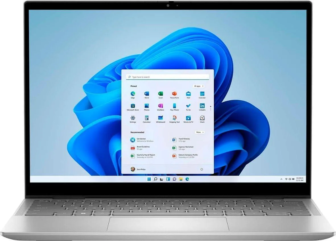 Silver 14 inch convertible laptop with touchscreen and backlit keyboard