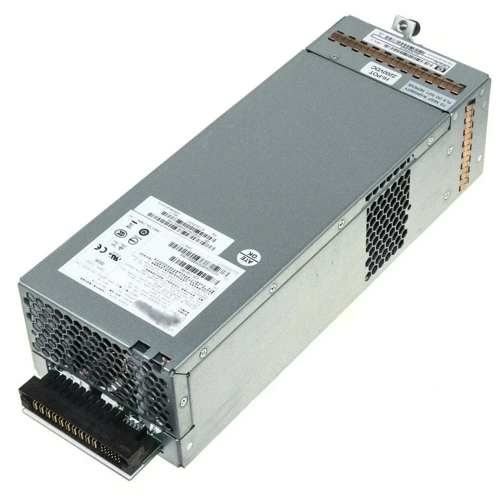 Rectangular ATX power supply unit metal casing ventilation grille rear connectors