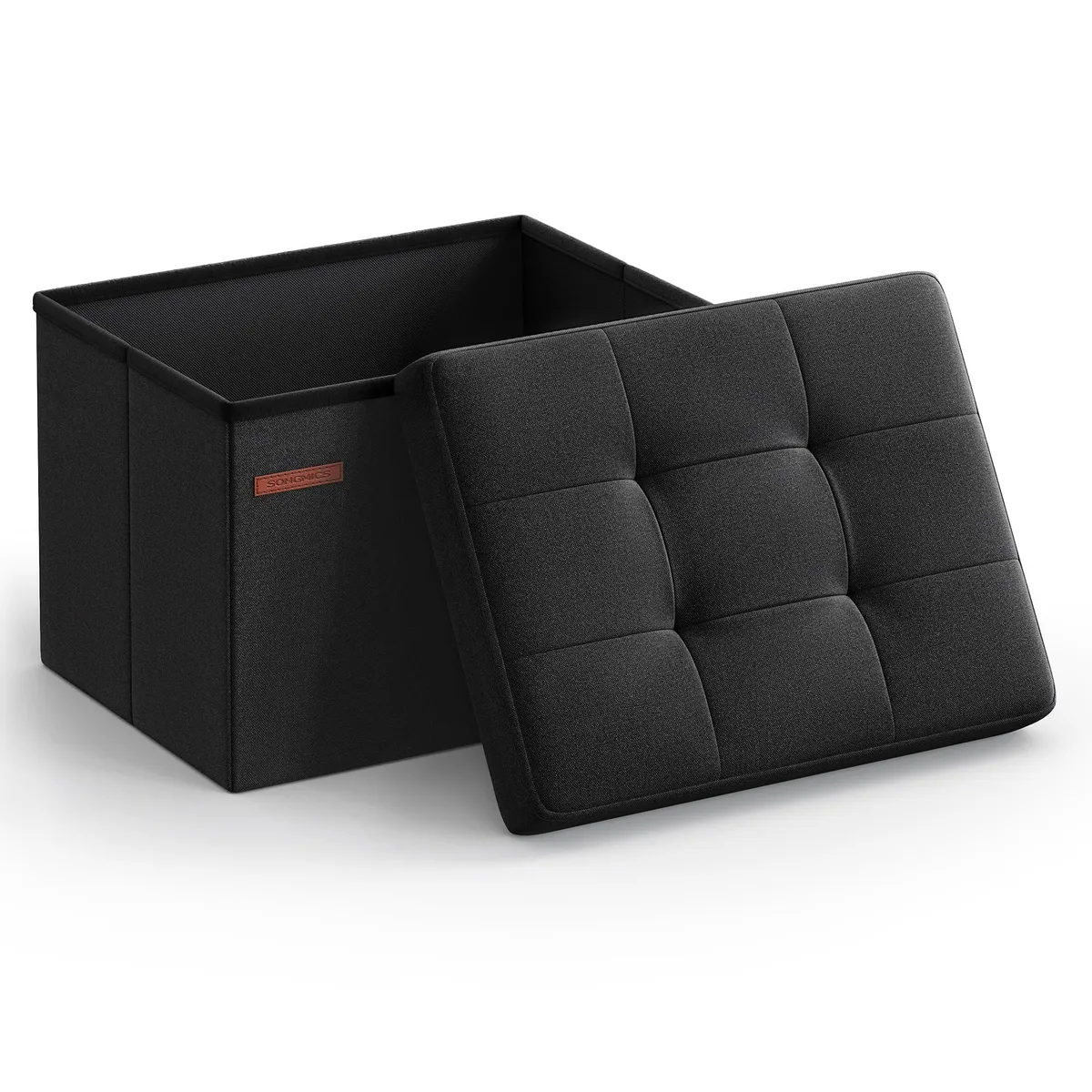  SONGMICS ULSF102B01 Small Folding Storage Ottoman Ink Black 12.2 x 16.1 x 12.2 Inches 286 lb Capacity — 商品照片