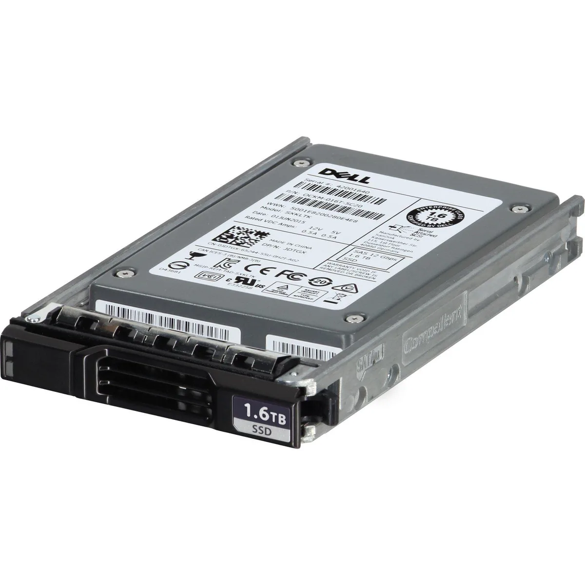 Silver 2.5 inch enterprise SSD with SAS connector and Dell label