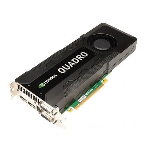 HP Nvidia Quadro K5000 4GB graphics card, full-height PCIe 2.0 x16, silver bracket, dual-slot cooler, DVI and DisplayPort outputs